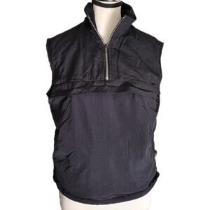 Y2K Express World Brand Chunky Fleece-Lined Funnel-Neck Black Vest Side Zips XS